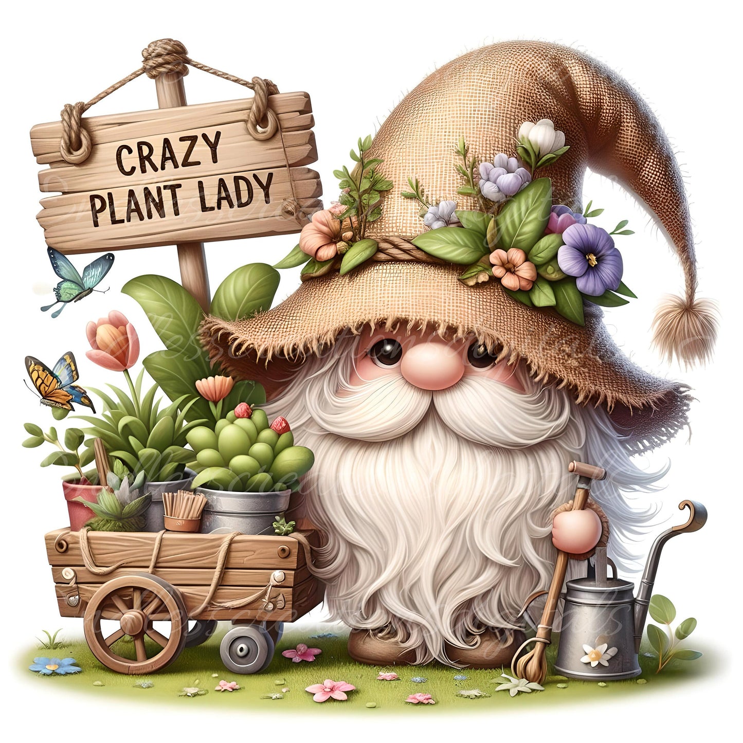 PLANT POT GNOMES sublimation png, transparent for sublimation high resolution, 5 files, 1 file add your own text