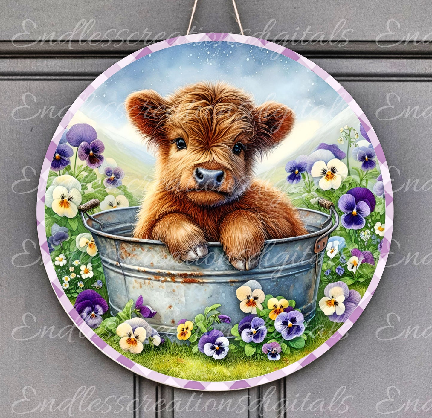 HIGHLAND COW SPRING PANSIES