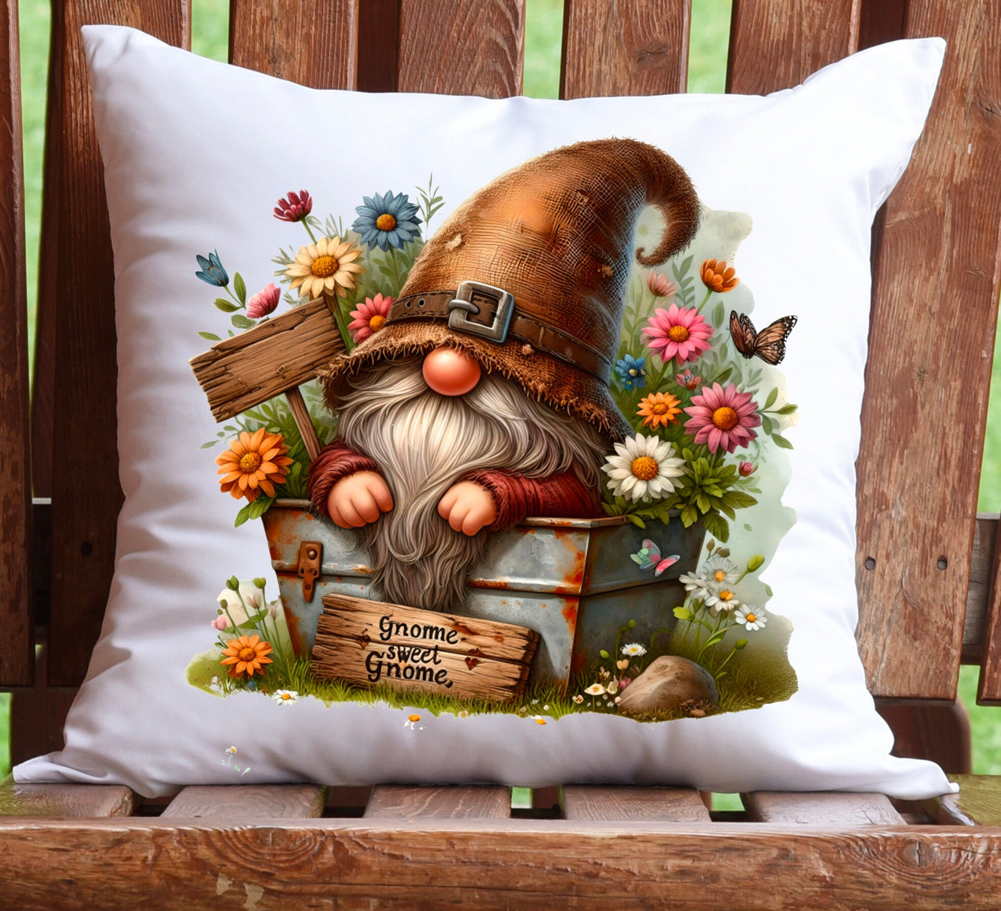 RUSTIC GNOME SUBLIMATION door hanger, wreath sign png, for sublimation high resolution 2 png files use on pillow, mugs etc