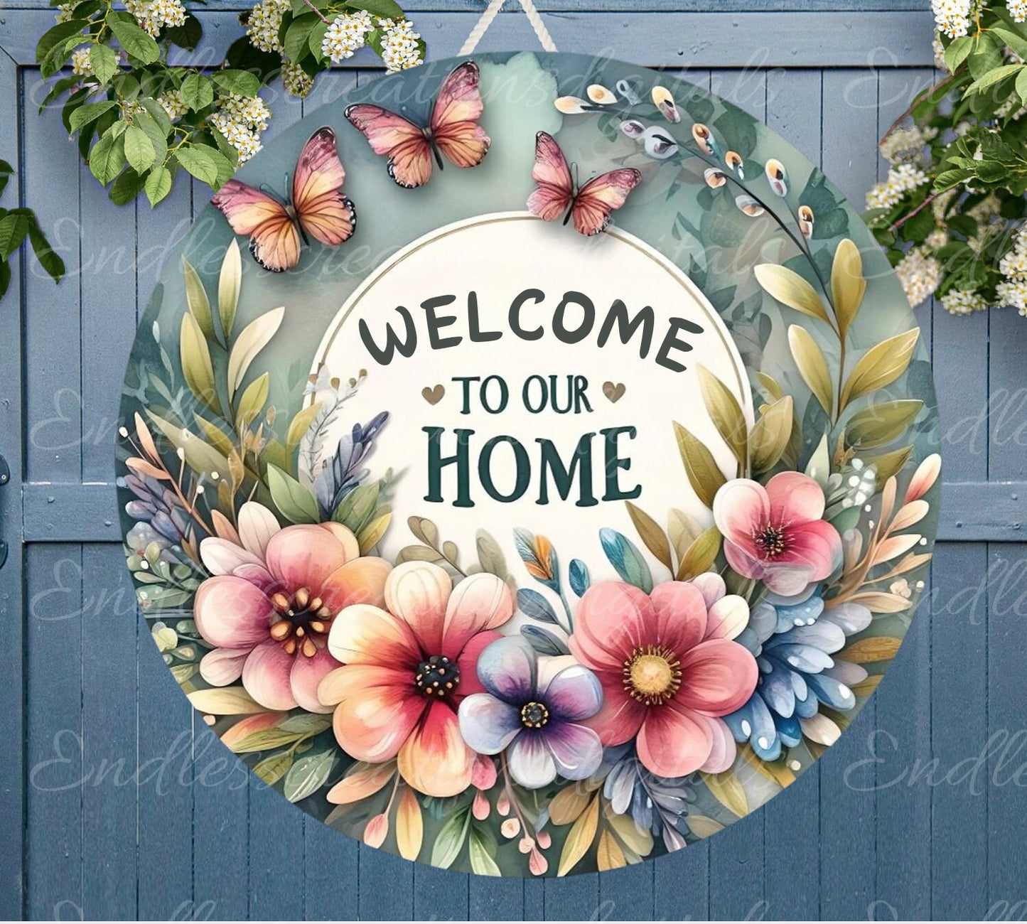 WELCOME DOOR HANGER, wreath sign png, for sublimation high resolution