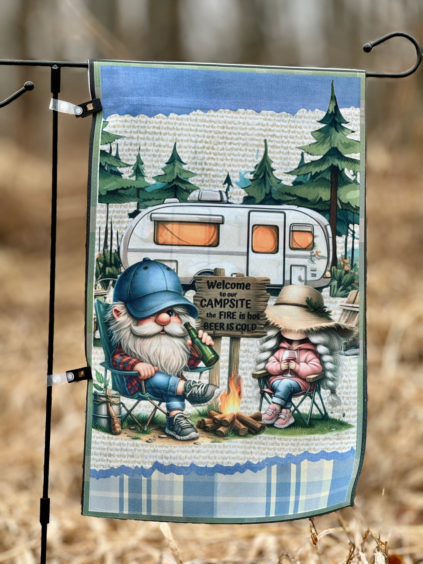 CAMPING GNOMES SUBLIMATION, Garden Flag 12 x 18 300 dpi for sublimation high resolution