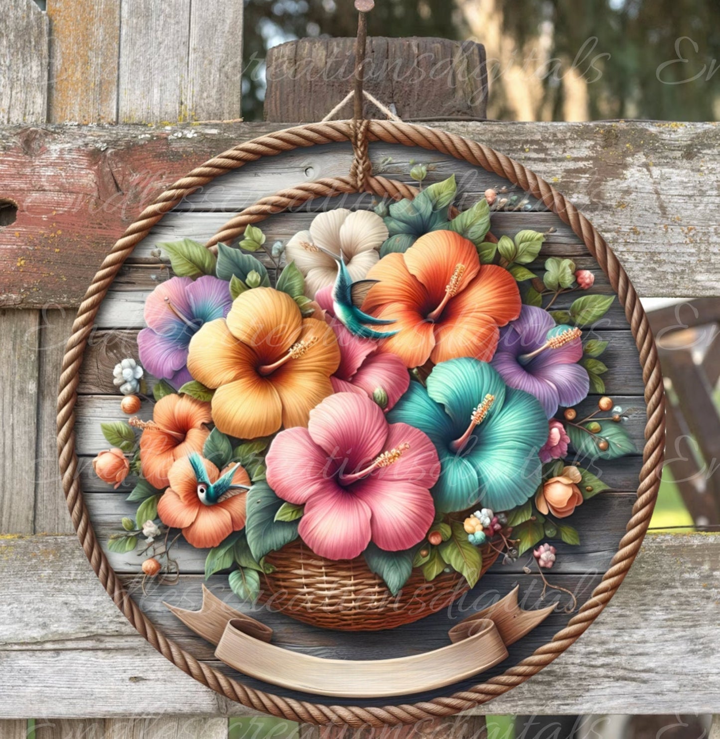 TROPICAL DOOR HANGER, wreath sign, png, for sublimation high resolution 2 files for download, 1 add your own text