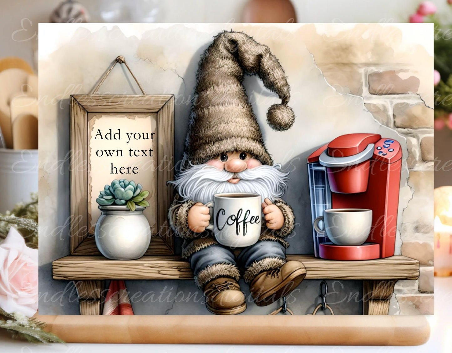 COFFEE GNOME CUTTING board sublimation sublimation high resolution 1 file add your own text