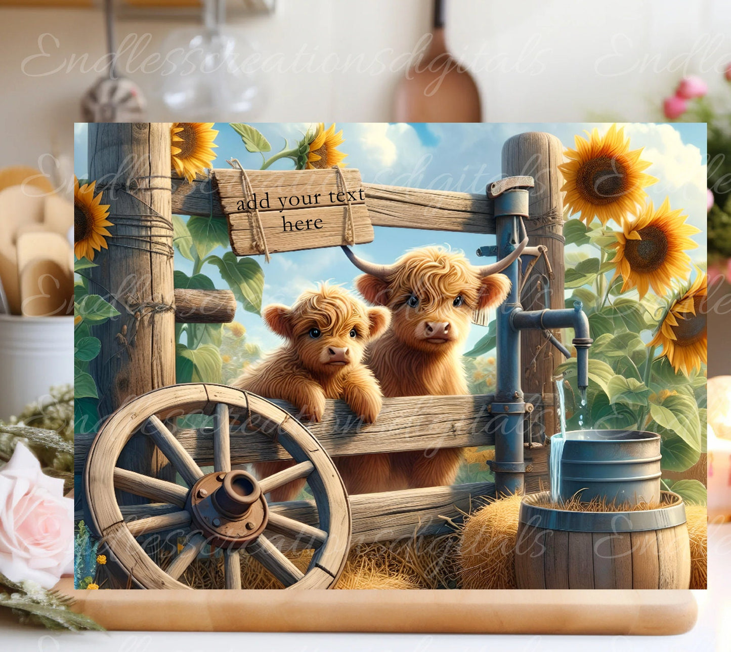 HIGHLAND COWS CUTTING Board sublimation sublimation high resolution 1 file add your own text