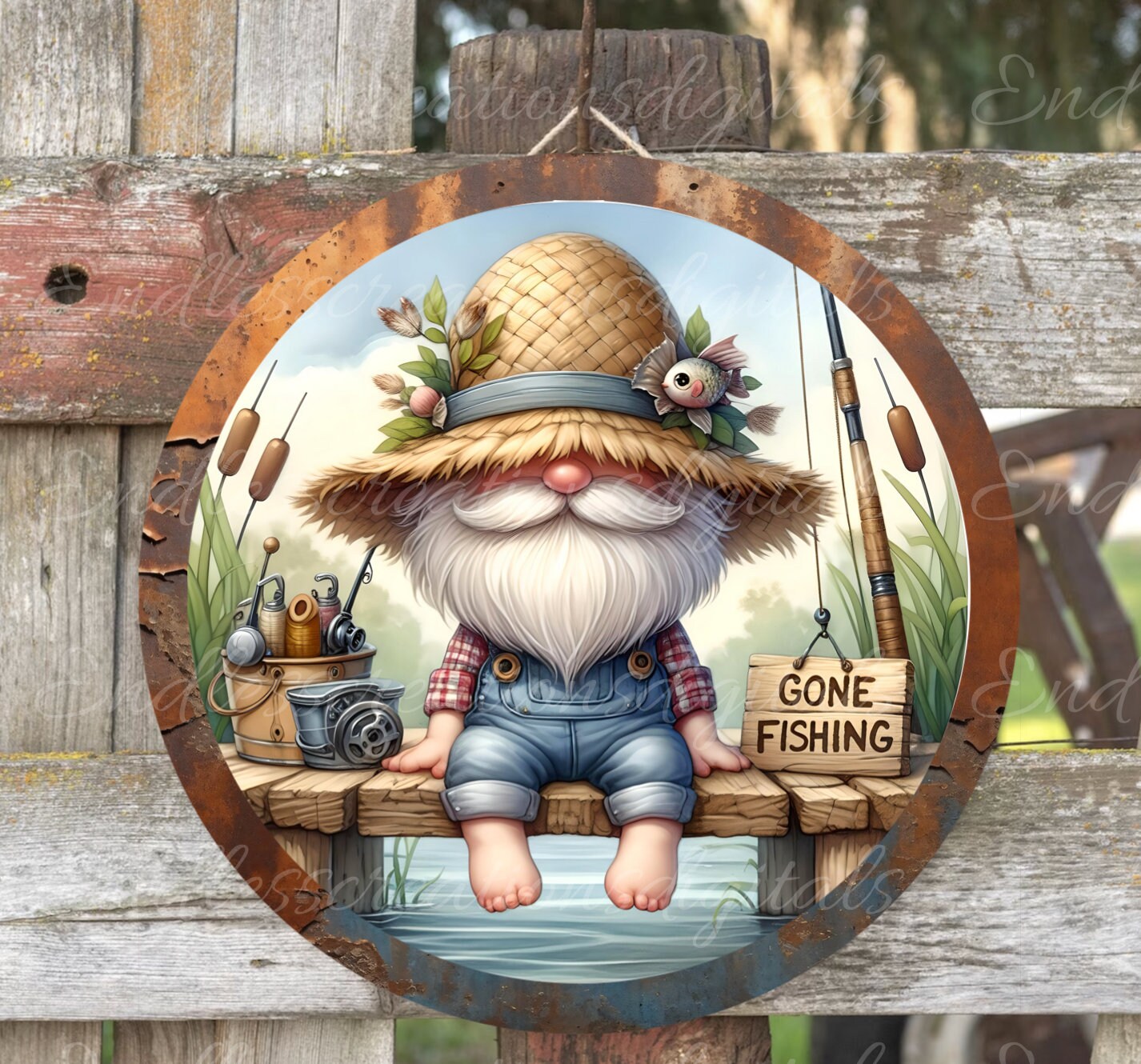 GONE FISHING SUBLIMATION door hanger, wreath sign png, for sublimation high resolution
