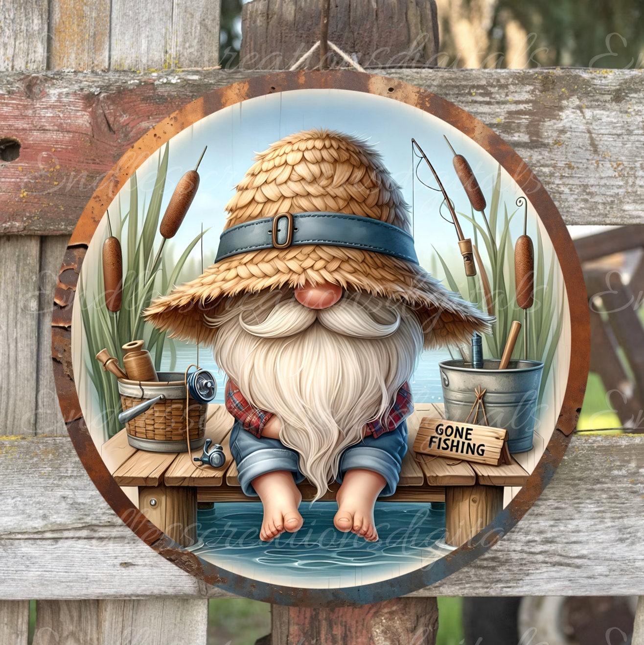 GONE FISHING SUBLIMATION door hanger, wreath sign png, for sublimation high resolution