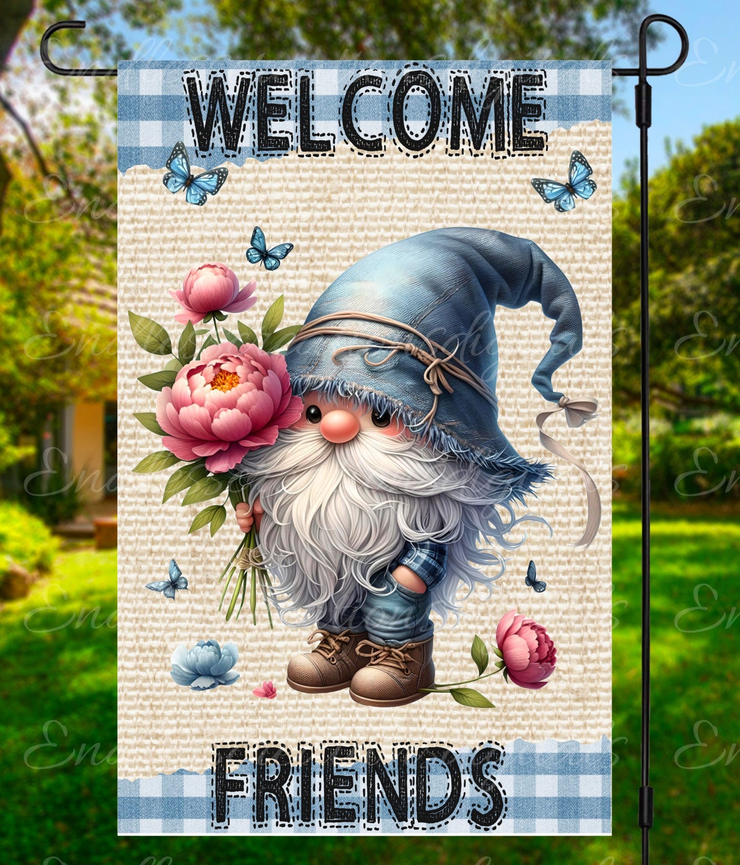 SUMMER GNOME GARDEN FLAG