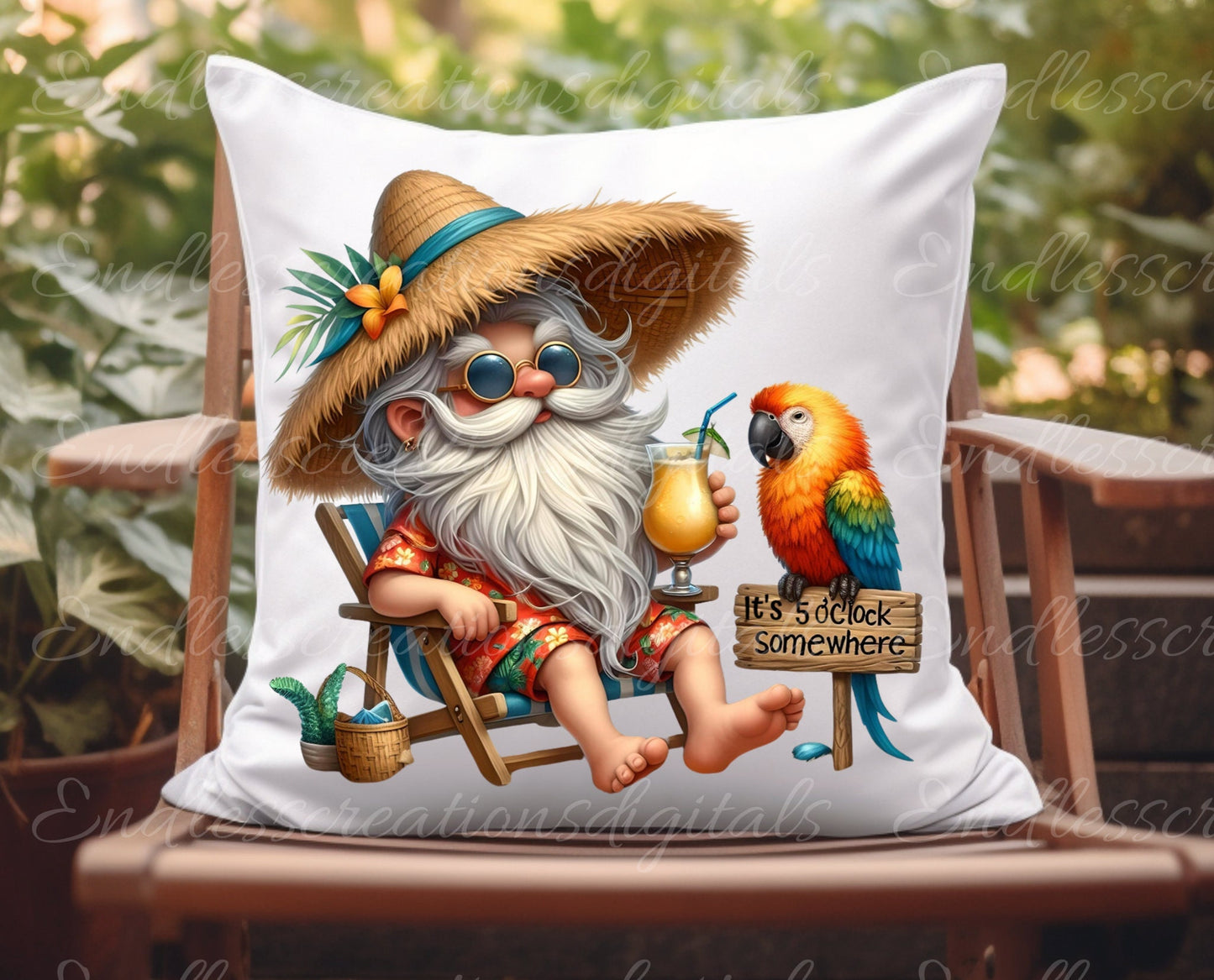 SUMMER TROPICAL GNOMES sublimation png, transparent for sublimation high resolution, 5 files,