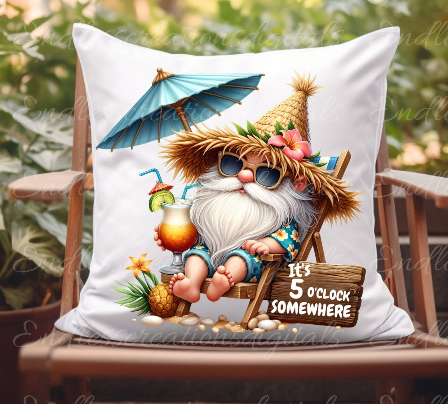 SUMMER TROPICAL GNOMES sublimation png, transparent for sublimation high resolution, 5 files,