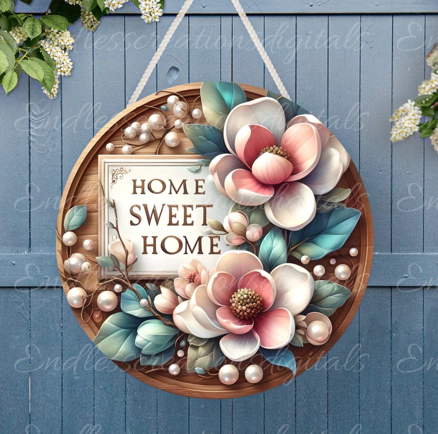 WELCOME MAGNOLIA DOOR hanger, wreath sign png, for sublimation high resolution, 2 files for download, 1 add your own text