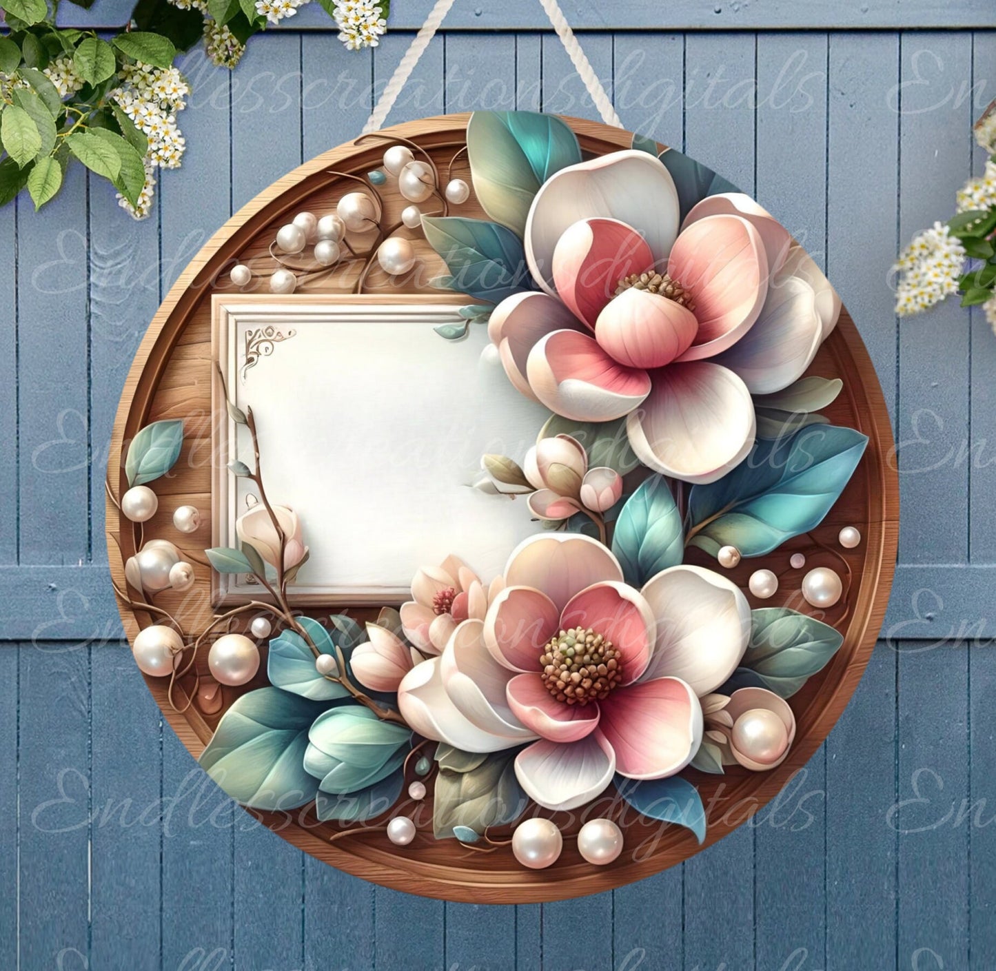 WELCOME MAGNOLIA DOOR hanger, wreath sign png, for sublimation high resolution, 2 files for download, 1 add your own text