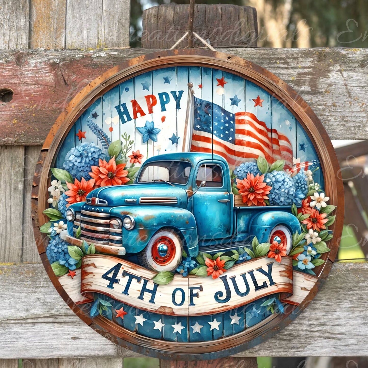 INDEPENDENCE DAY SUBLIMATION door hanger, wreath sign png, for sublimation high resolution