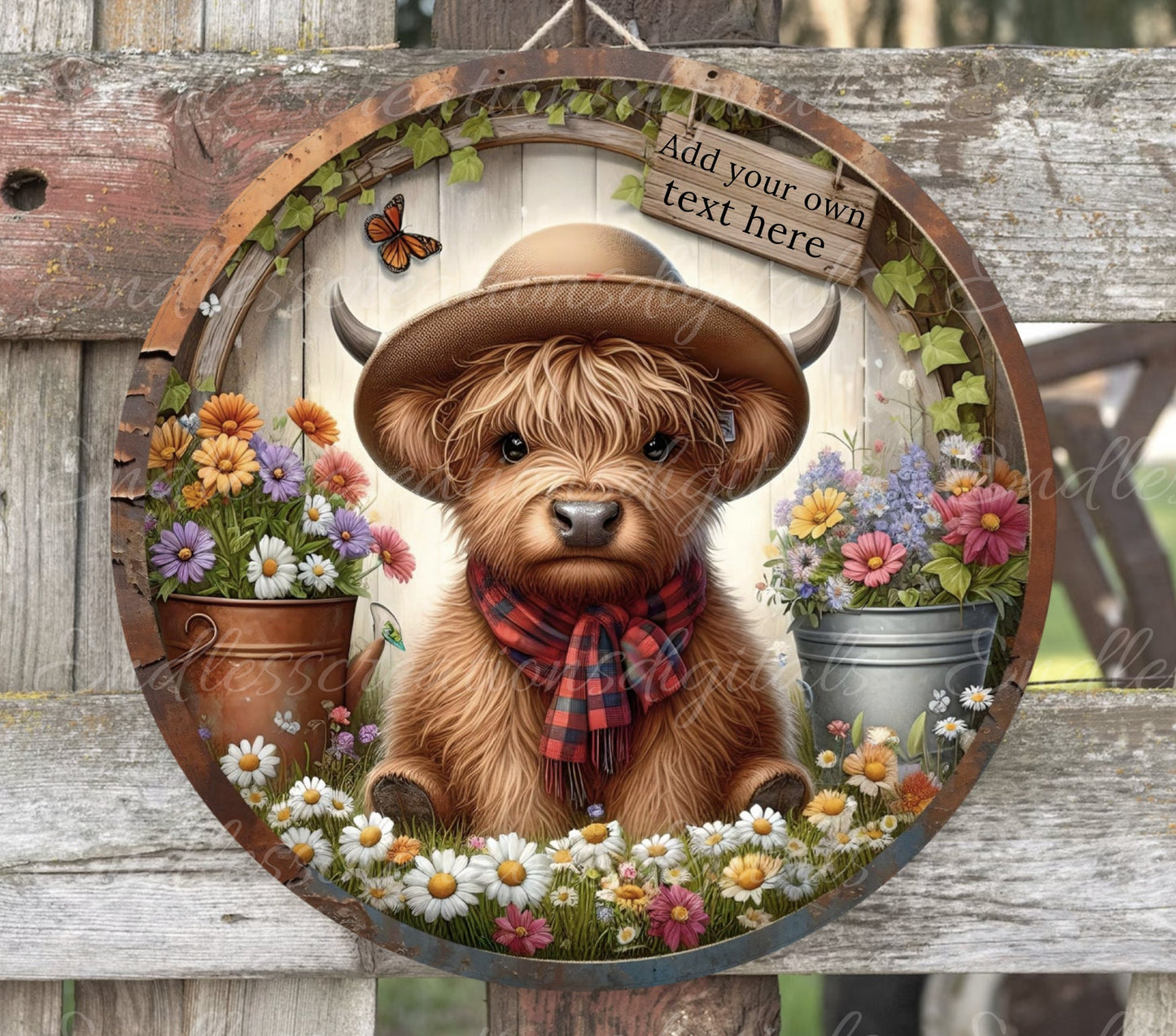HIGHLAND COWS SUBLIMATION door hanger, wreath sign png, for sublimation high resolution add your own text