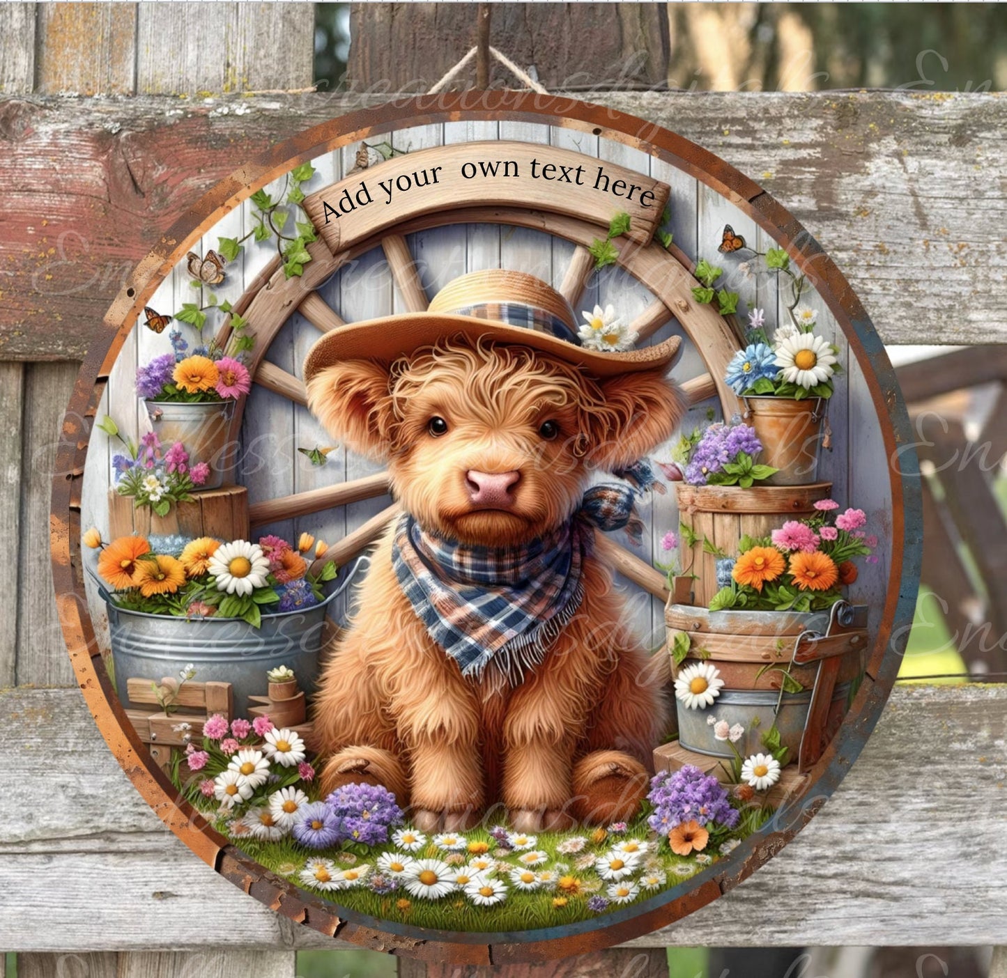 HIGHLAND COWS SUBLIMATION door hanger, wreath sign png, for sublimation high resolution, add your own text