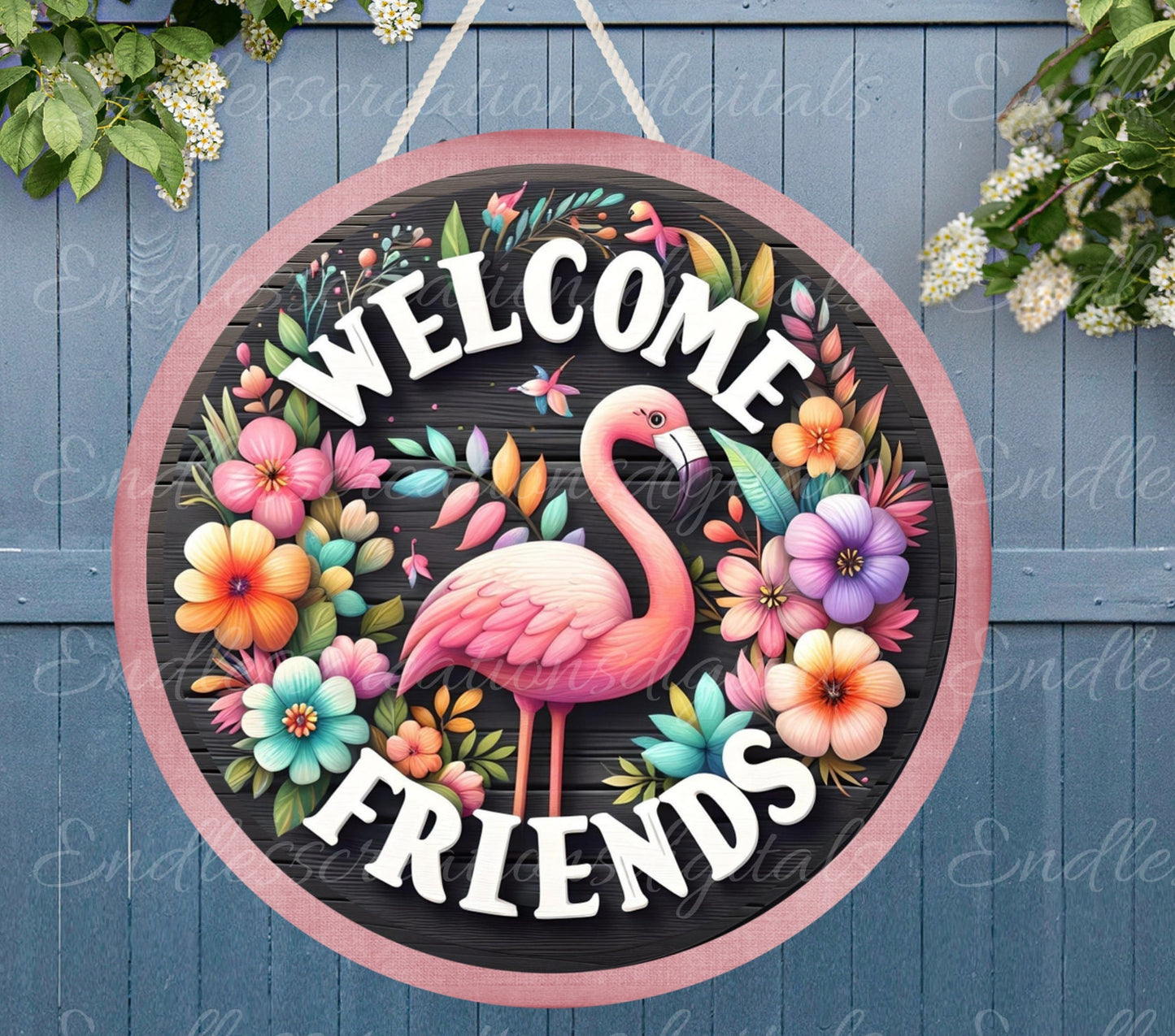 SUMMER TROPICAL WELCOME DOOR HANGER, png, for sublimation high resolution