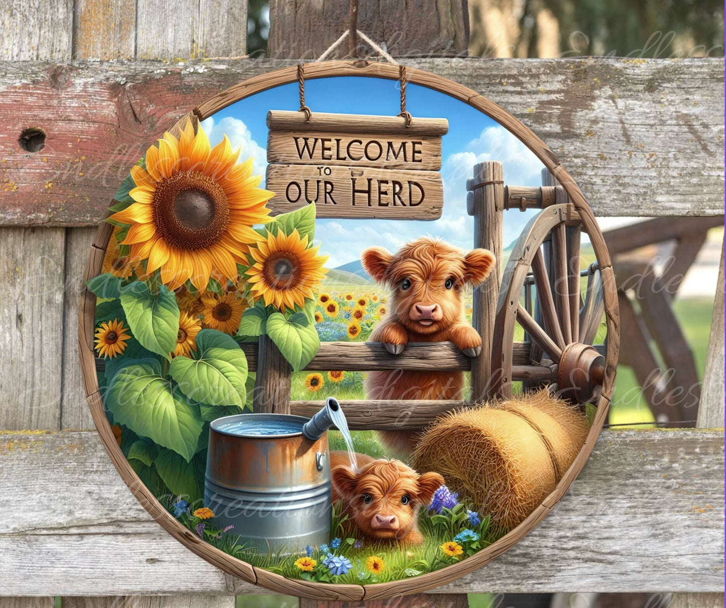 HIGHLAND COW SUBLIMATION round door png, for sublimation high resolution 300dpi