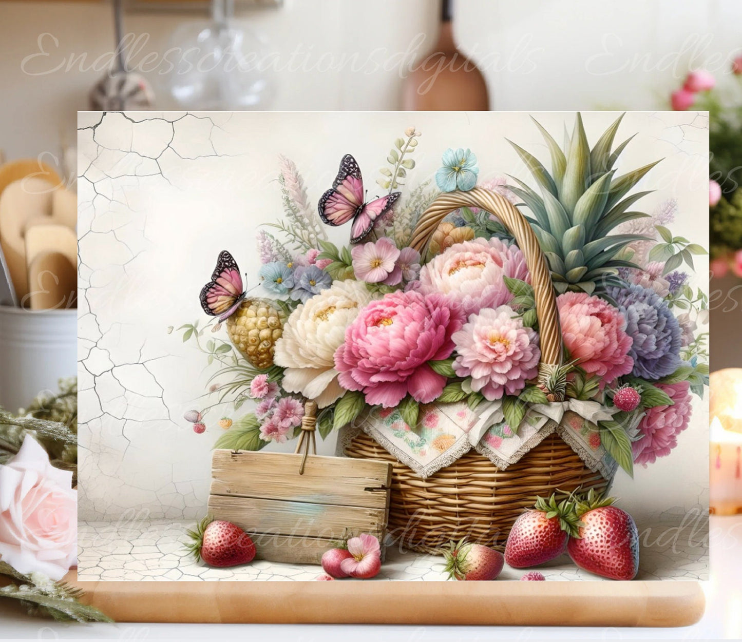 FLORAL CUTTING BOARD RECTANGLE