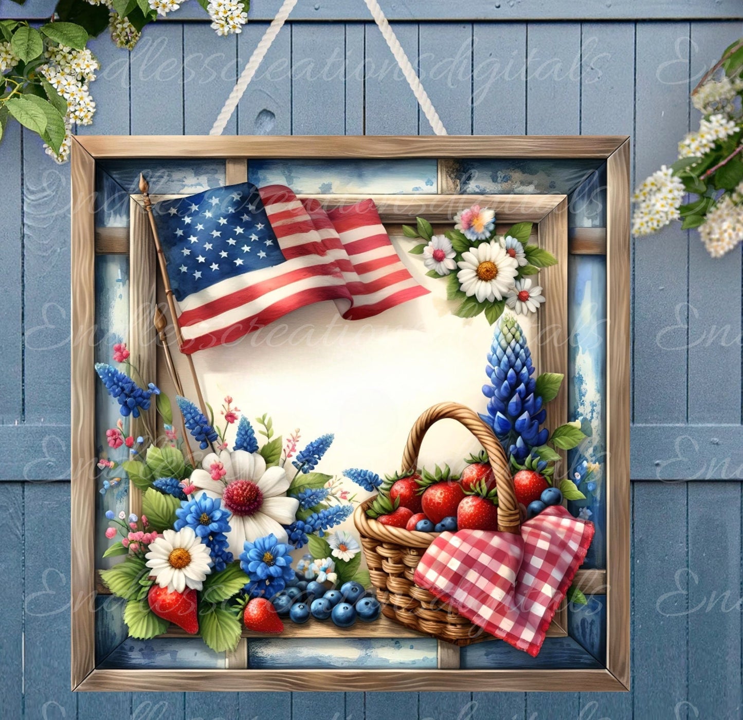 INDEPENDENCE DAY DOOR hanger, wreath sign, square cutting board png, for sublimation high resolution, 2 files 1 add your own text