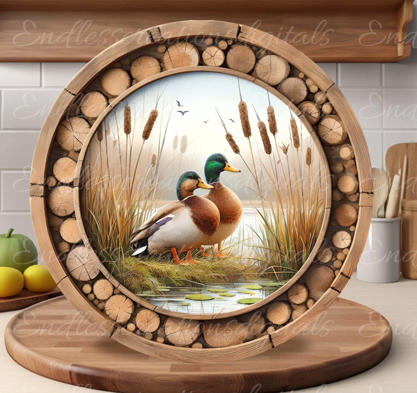 MALLARD DUCKS DOOR hanger, wreath sign png, round cutting board for sublimation high resolution,
