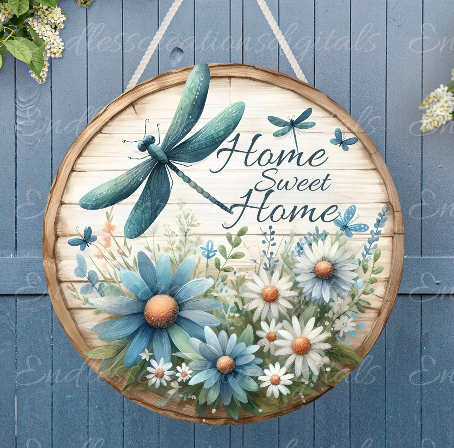 DRAGONFLY SUMMER FLORAL ROUND
