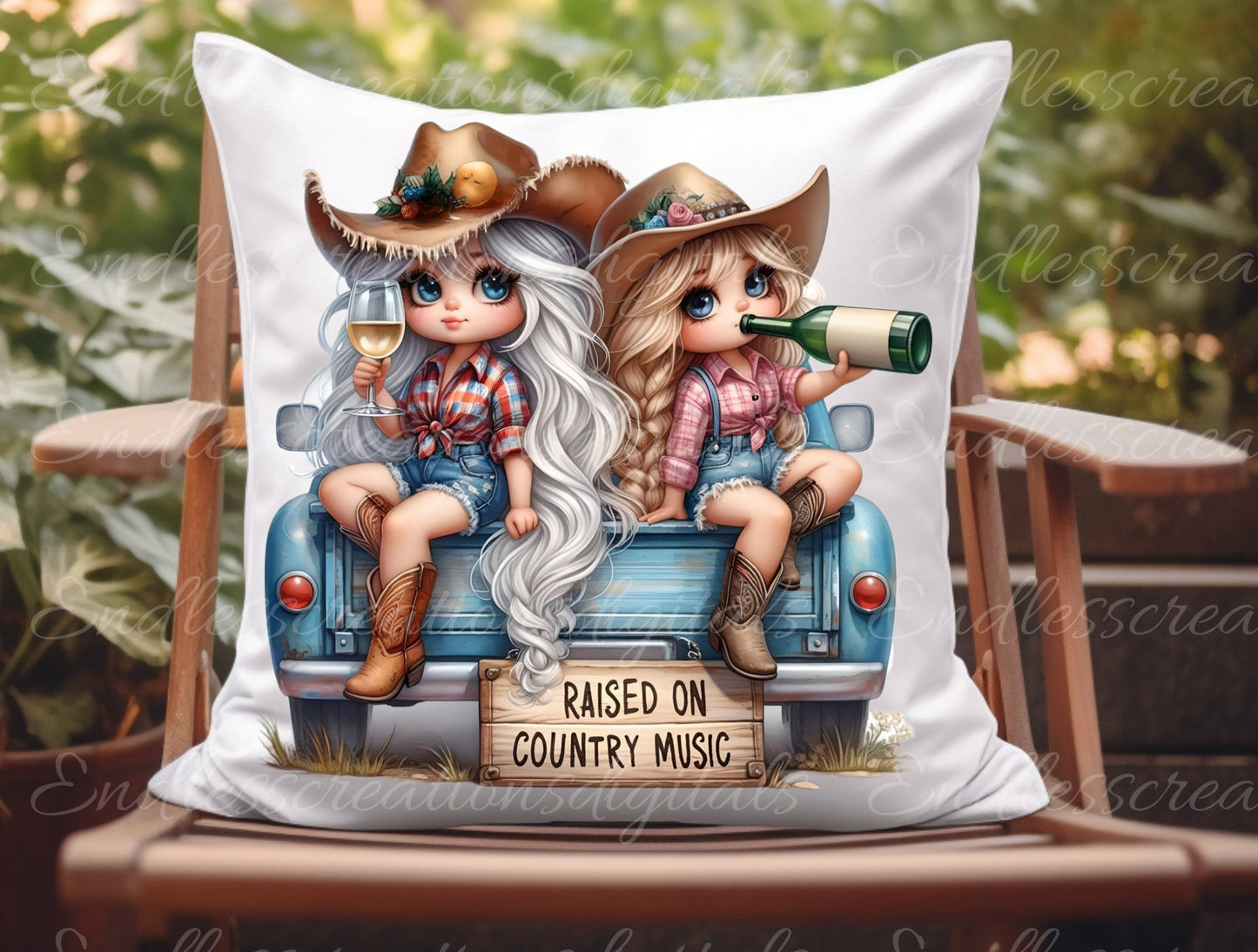 GIRLS BLUE TRUCK wine sublimation package high definition 300png, transparent add your own text
