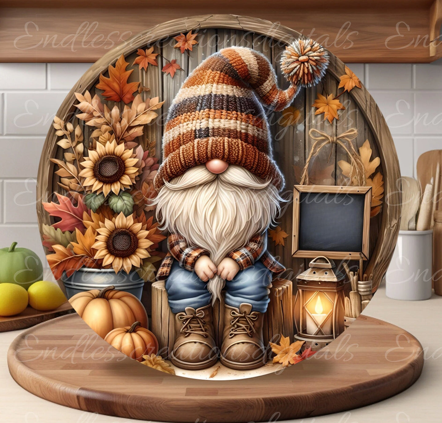I LOVE FALL GNOME ROUND
