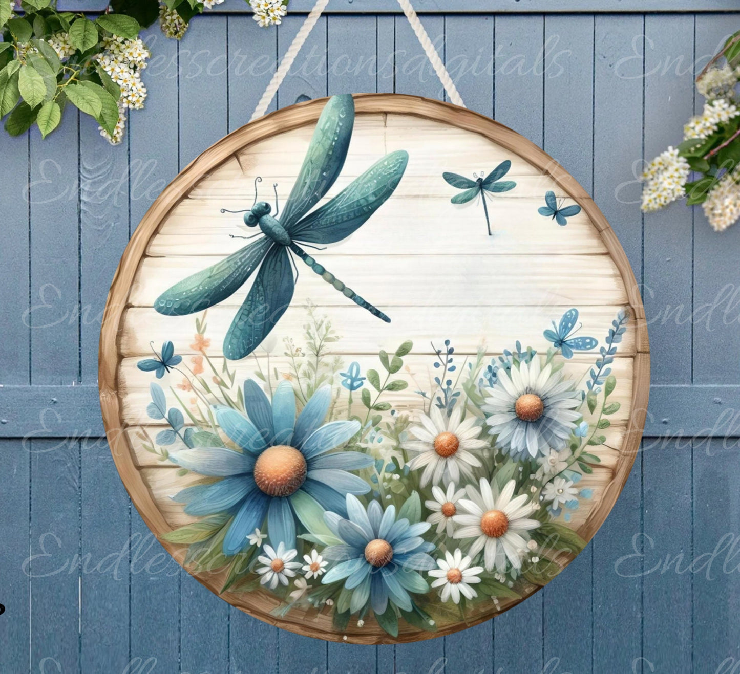 DRAGONFLY SUMMER FLORAL ROUND