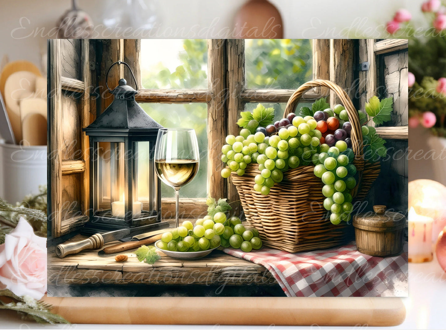 WHITE WINE CUTTING board sublimation sublimation high resolution