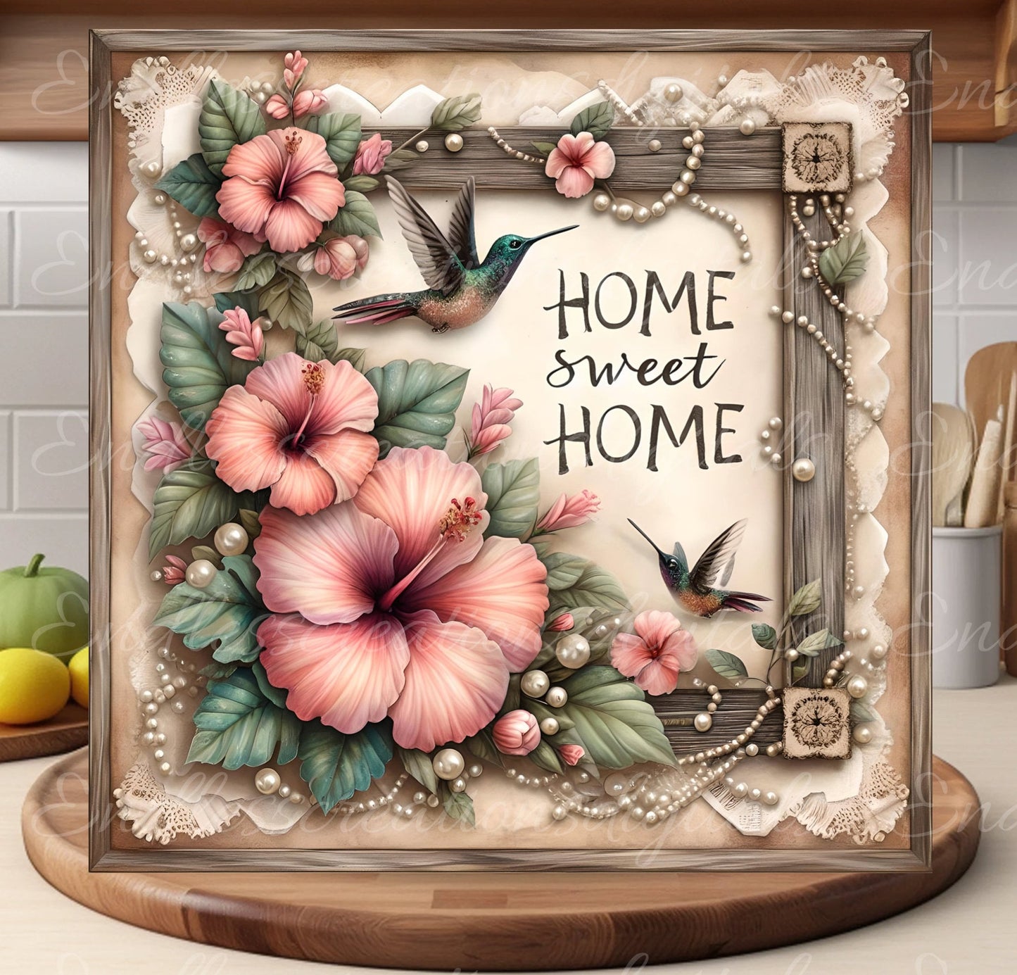 HIBISCUS SQUARE DOOR hanger, wreath sign png, square cutting board for sublimation high resolution, text