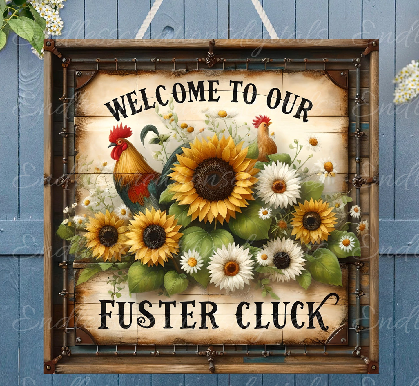 FUSTER CLUCK DOOR hanger, wreath sign, square cutting board png, for sublimation high resolution