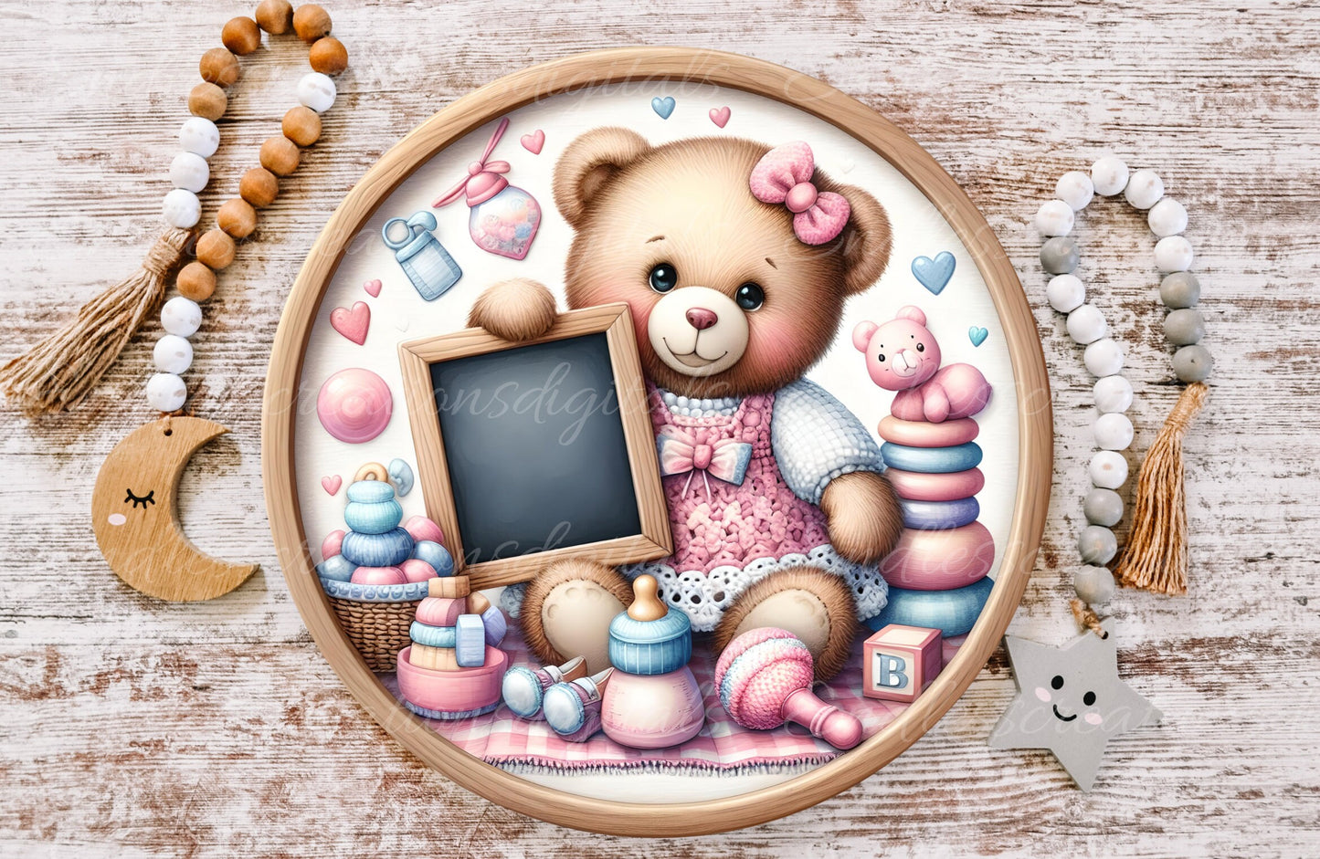 BABY'S ROOM ANNOUNCEMENT round, DIGITAL DOWNLOAD ONLY, for sublimation high resolution, 1 file add your own text!