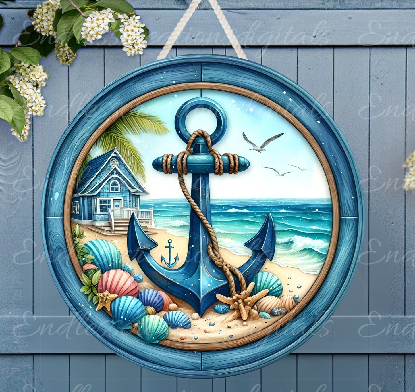 NAUTICAL DOOR HANGER, wreath sign png, for sublimation high resolution 2 file, 1 add your own text