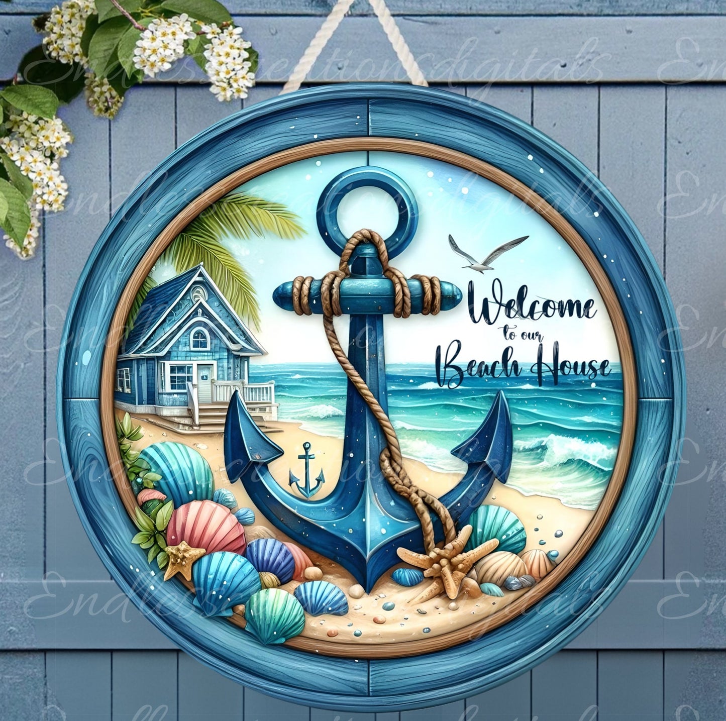NAUTICAL DOOR HANGER, wreath sign png, for sublimation high resolution 2 file, 1 add your own text
