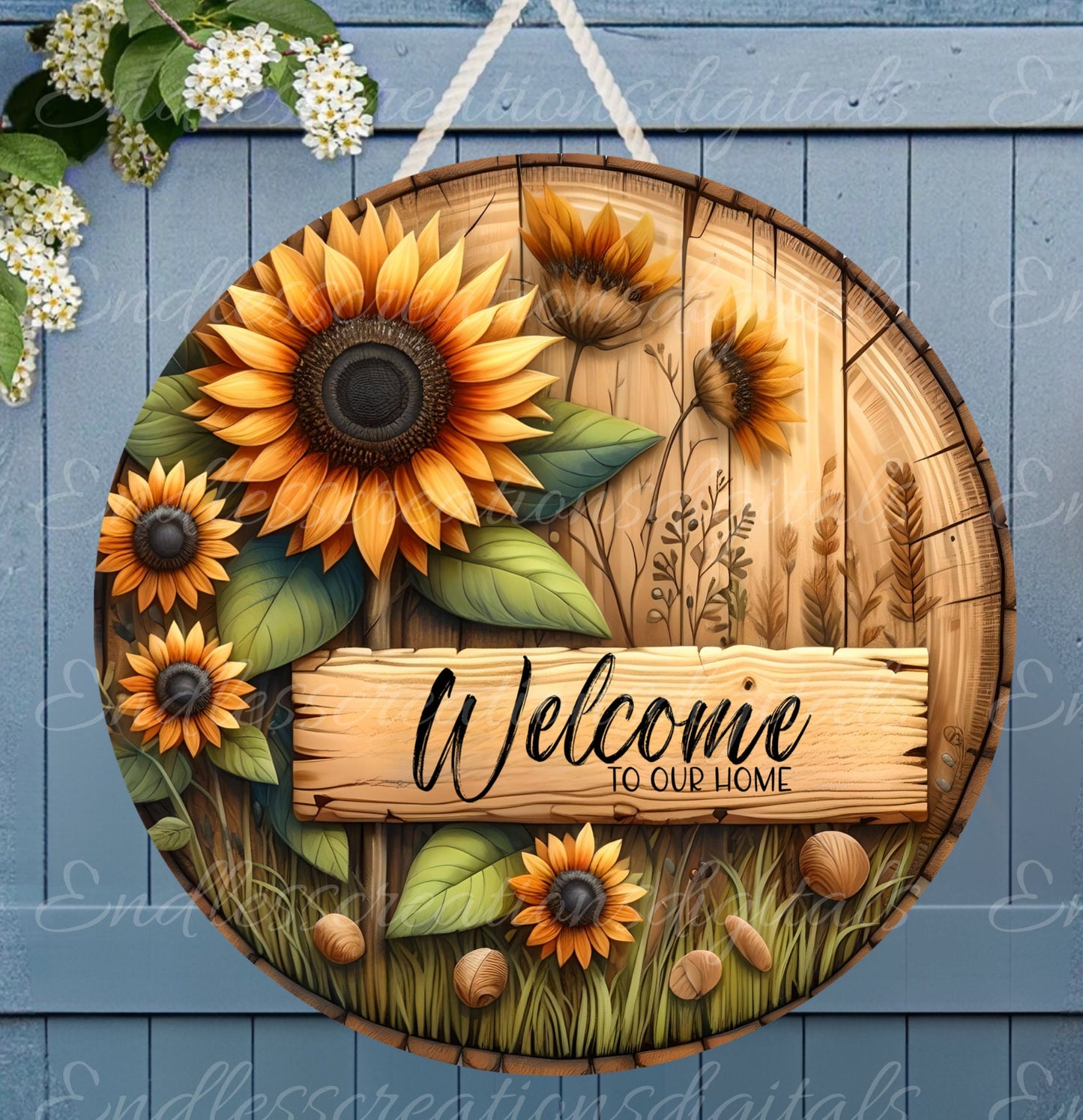WELCOME DOOR HANGER, wreath sign, png, for sublimation high resolution 2 files for download, 1 add your own text