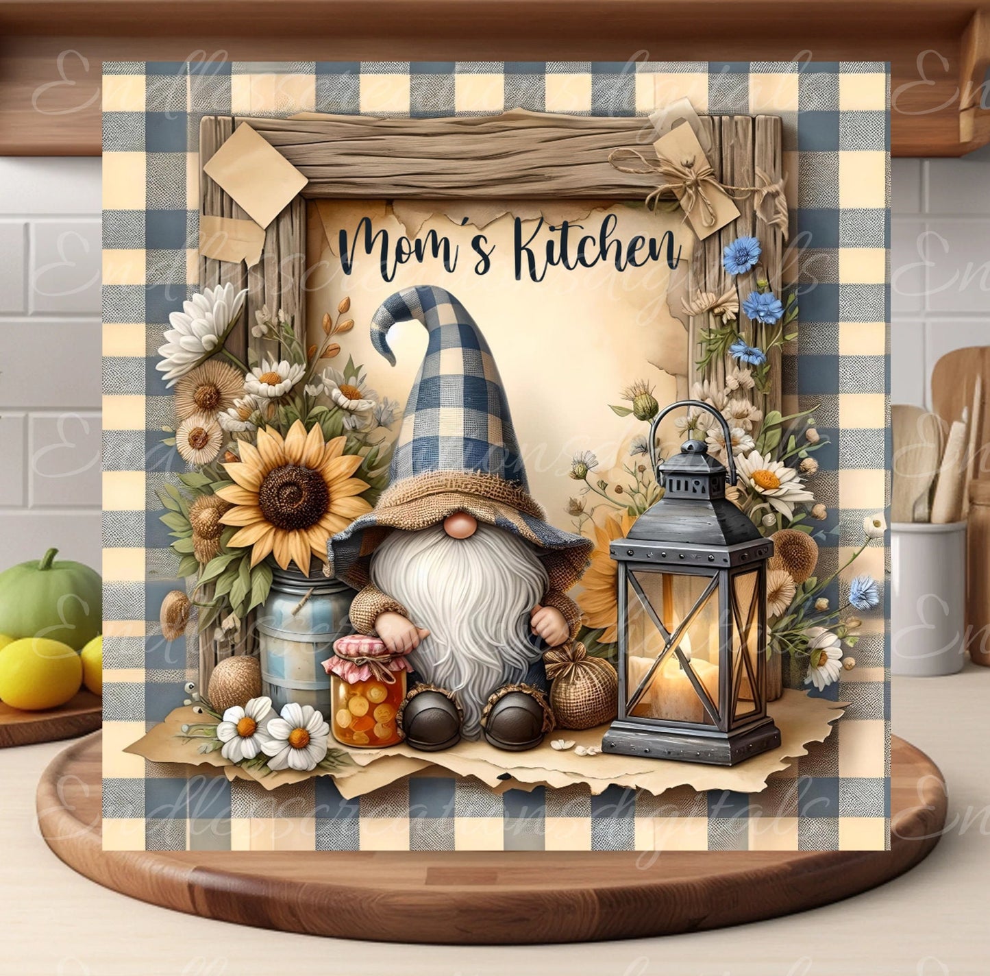 MOM'S KITCHEN SQUARE SUMMER/FALL CUTTING BOARD