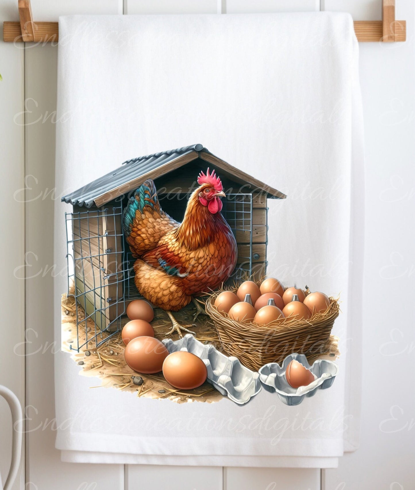 CHICKEN TEA TOWEL sublimation package of 5 high definition 300png, transparent add your own text