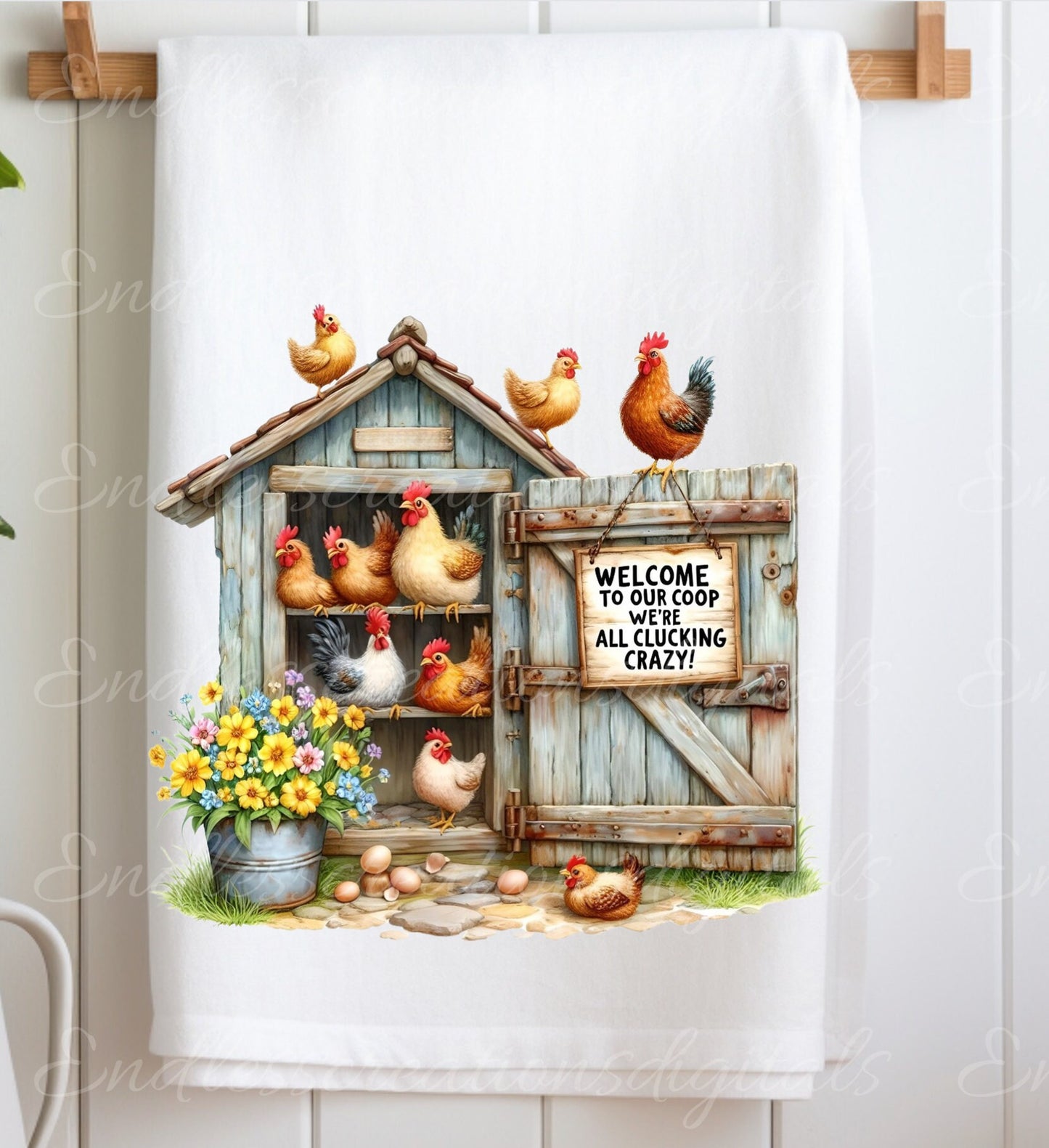 CHICKEN TEA TOWEL sublimation package of 5 high definition 300png, transparent add your own text
