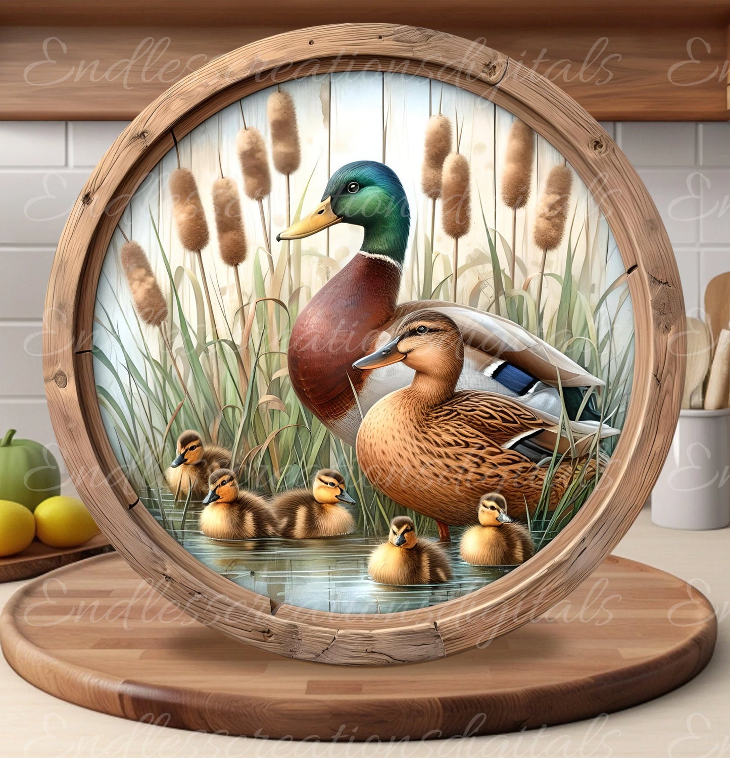 MALLARD FAMILY DOOR hanger, wreath sign png, round cutting board for sublimation high resolution,