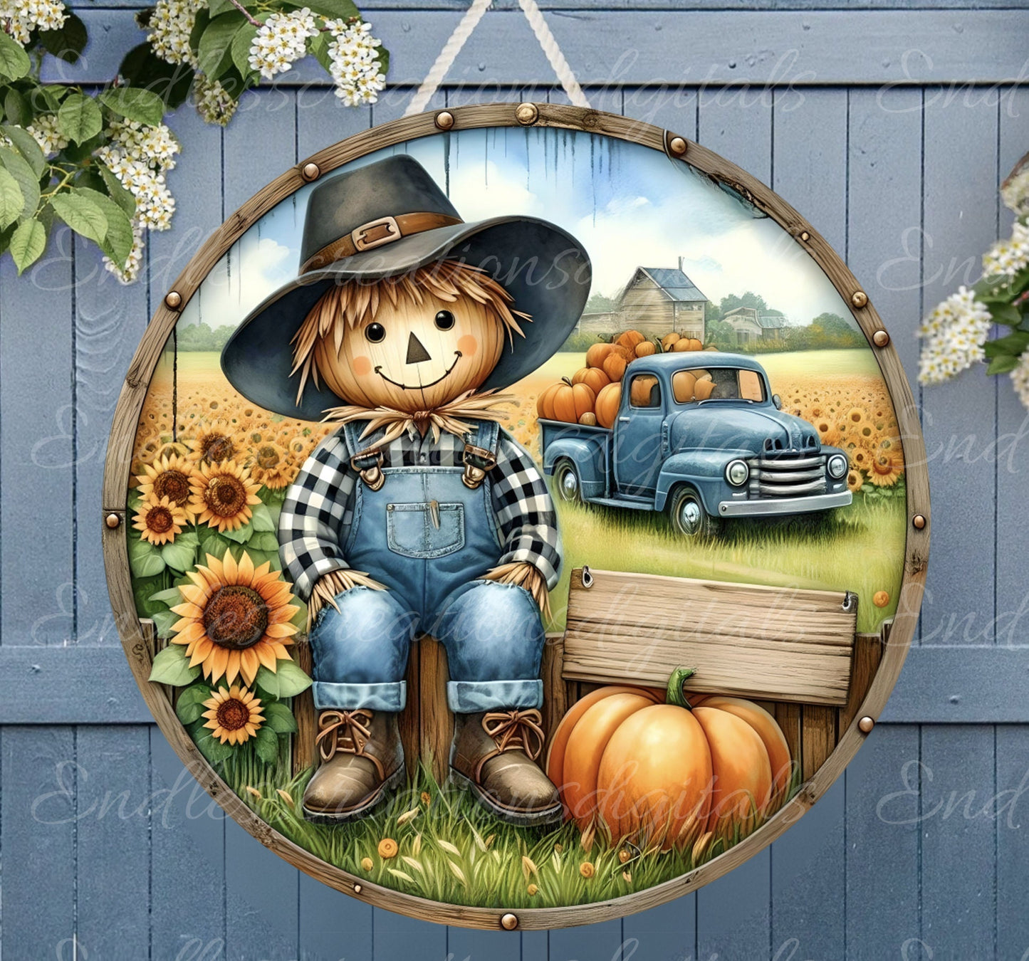 FALL SCARECROW TRUCK PUMPKIN PATCH