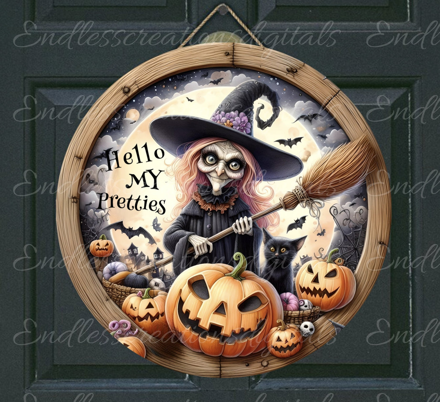 HALLOWEEN DOOR HANGER, wreath sign, round cutting board png, for sublimation high resolution, 2 files, 1 add your own text