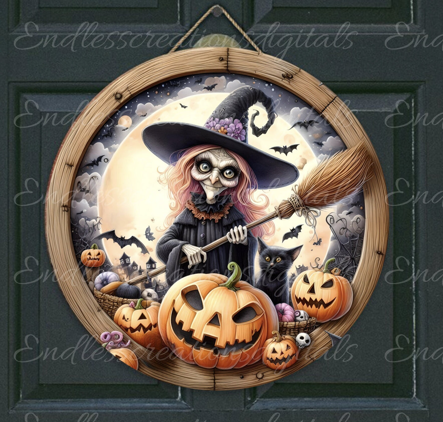 HALLOWEEN DOOR HANGER, wreath sign, round cutting board png, for sublimation high resolution, 2 files, 1 add your own text
