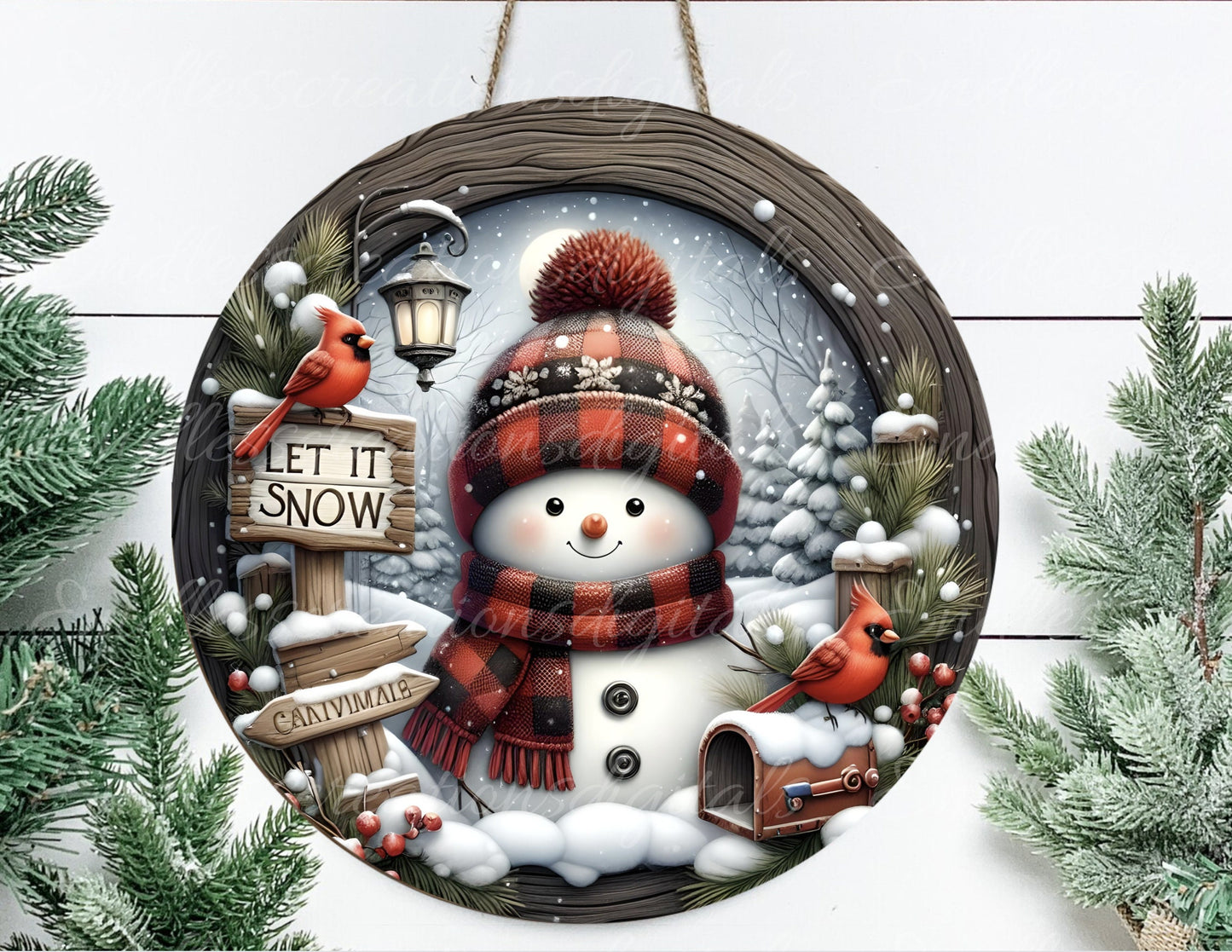 WINTER SNOW DOOR hanger, wreath sign, round cutting board png, for sublimation high resolution, 2 files for download, 1 add your own text