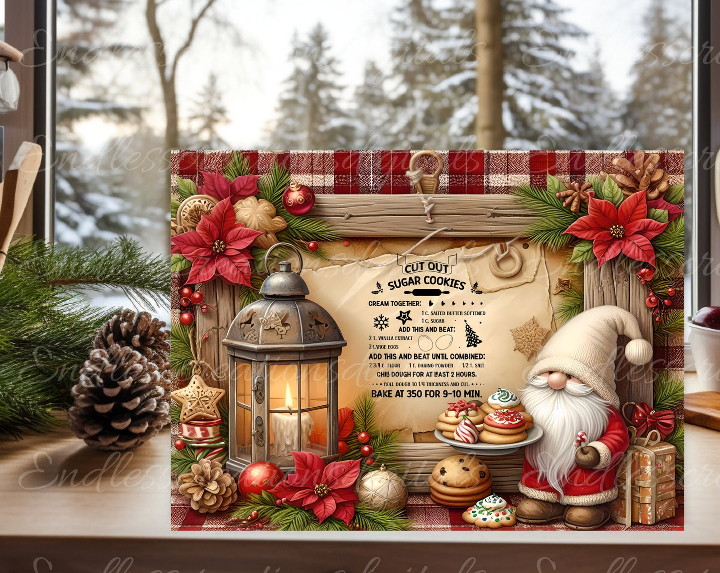 CHRISTMAS GNOME RECTANGLE CUTTING BOARD