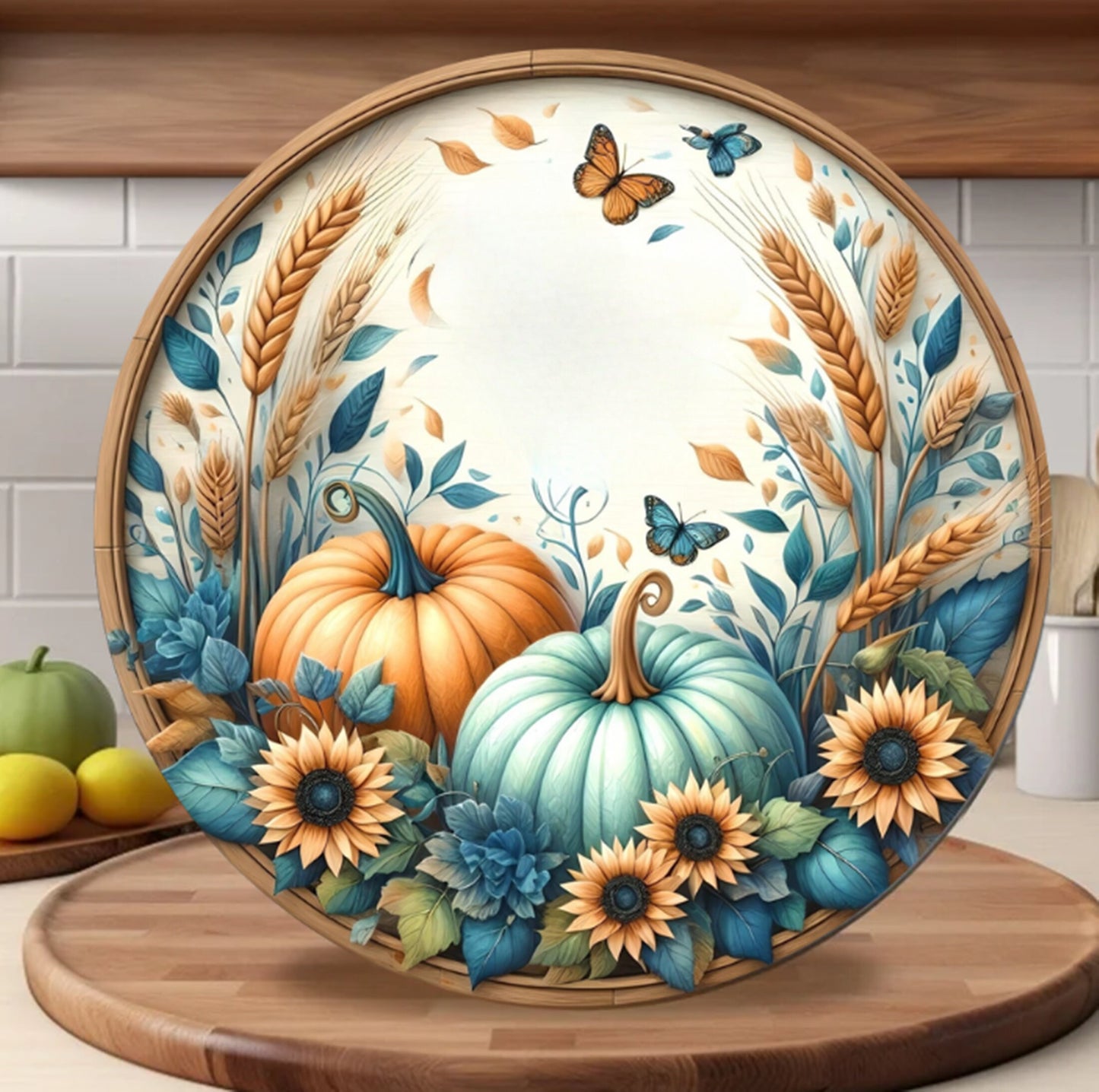 FALL DOOR HANGER, wreath sign, round cutting board png, for sublimation high resolution 2 files for download, 1 add your own text