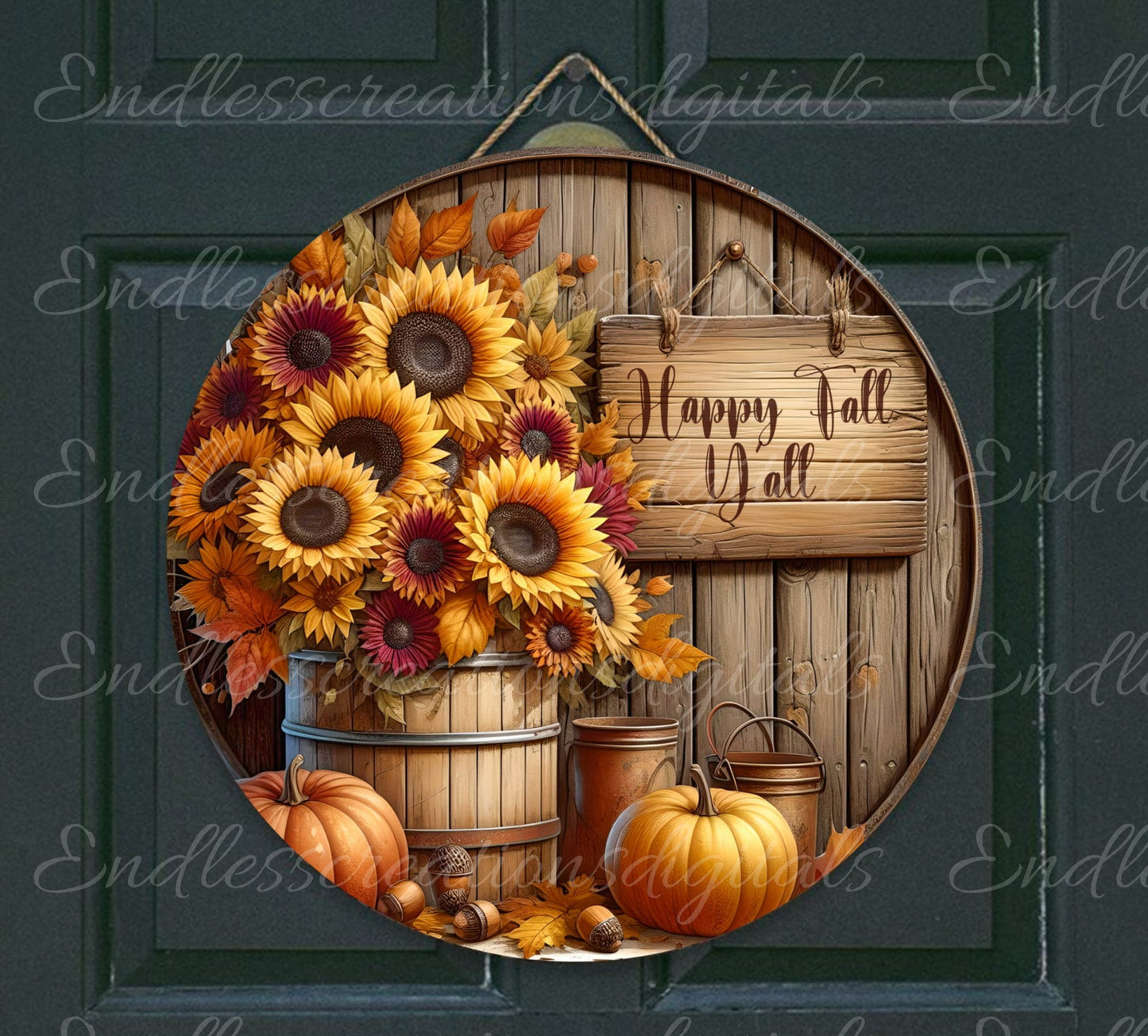 FALL DOOR HANGER, wreath sign, round cutting board png, for sublimation high resolution 2 files for download, 1 add your own text