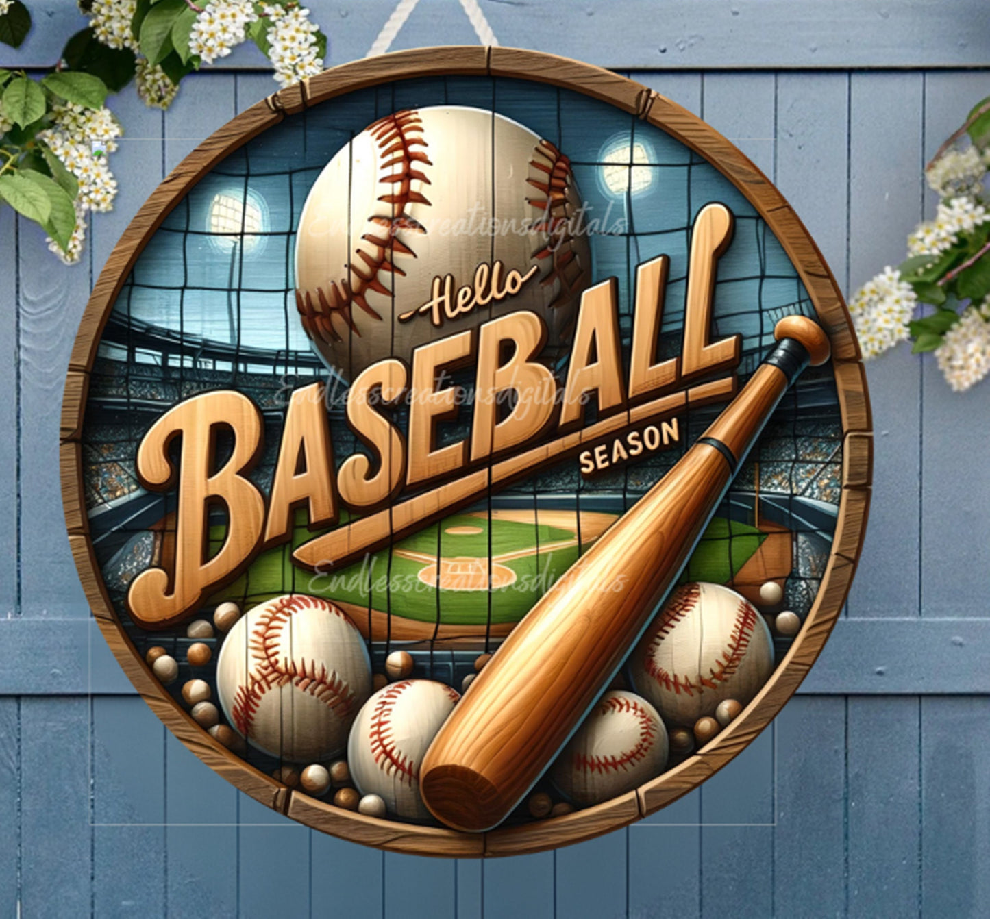 BASEBALL DOOR HANGER, wreath sign, png, 300DPI high resolution