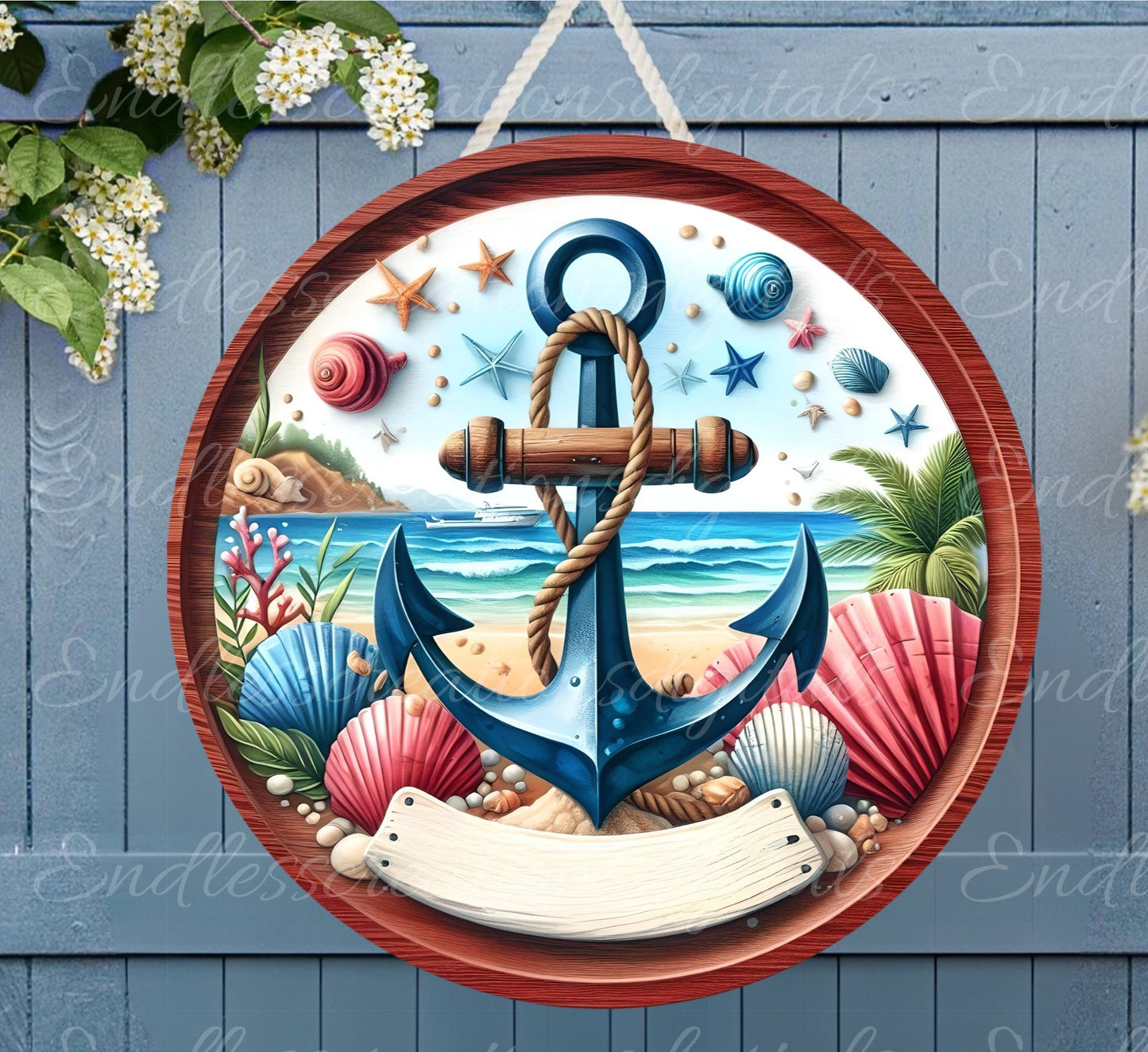 NAUTICAL DOOR HANGER, wreath sign png, for sublimation high resolution 2 file, 1 add your own text