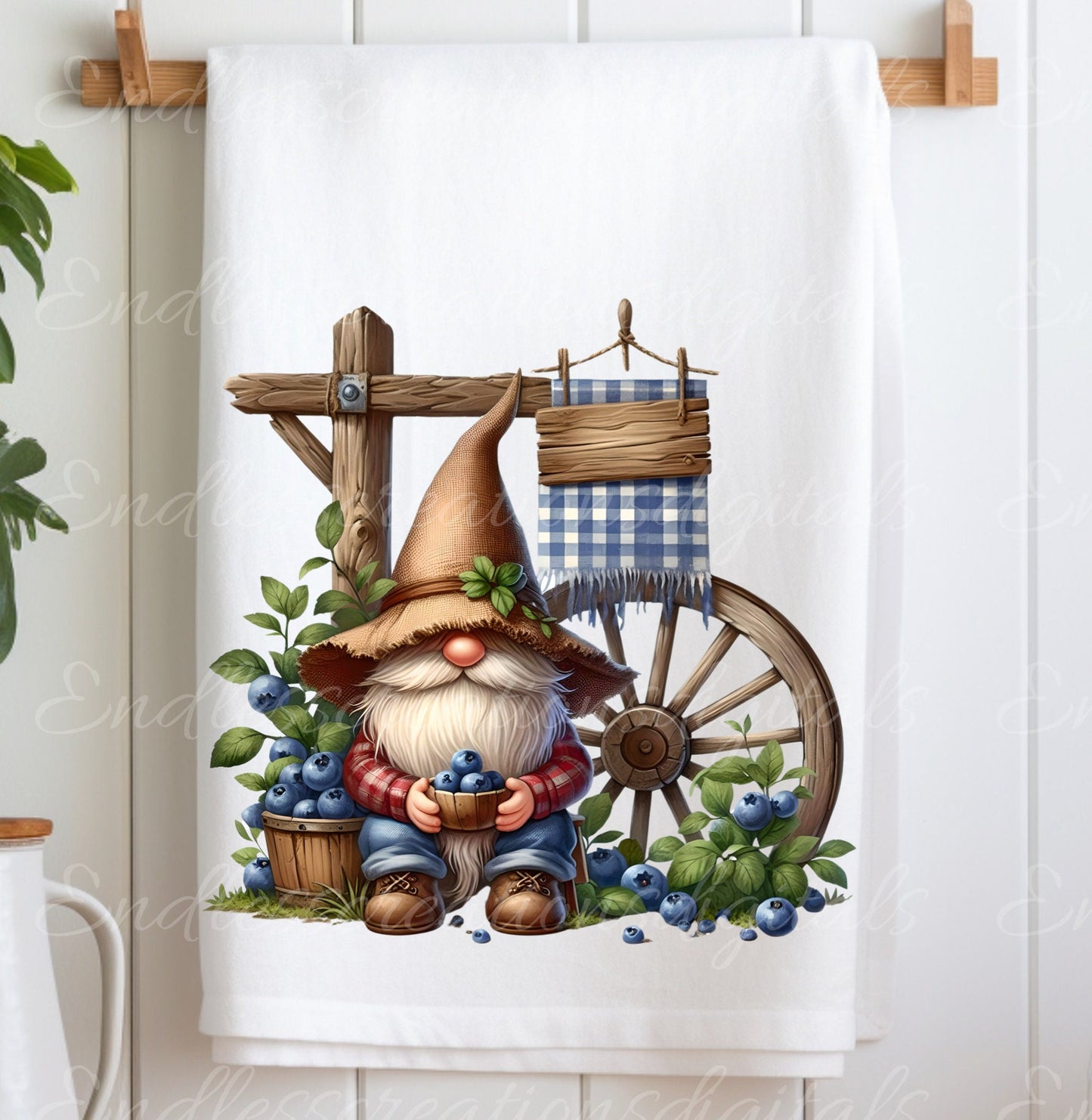 GNOME TEA TOWEL fruit sublimation package of 5 high definition 300png, transparent add your own text