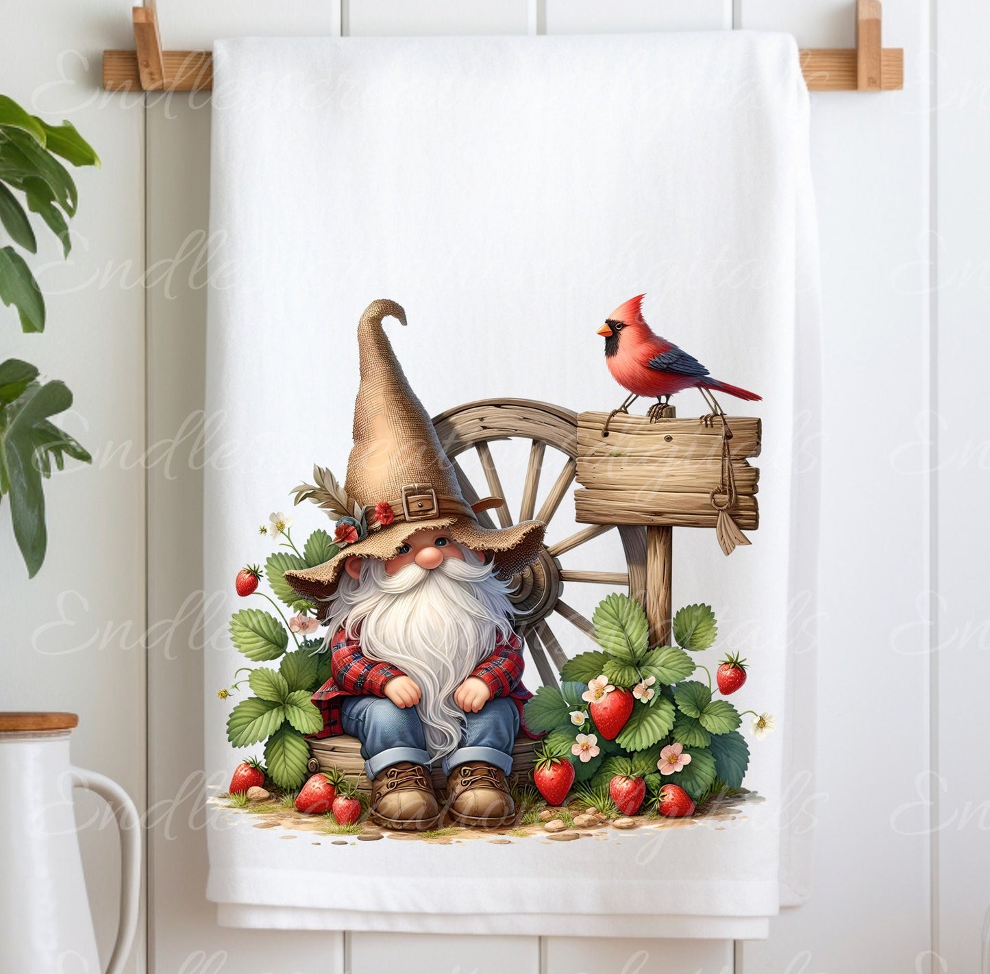 GNOME TEA TOWEL fruit sublimation package of 5 high definition 300png, transparent add your own text