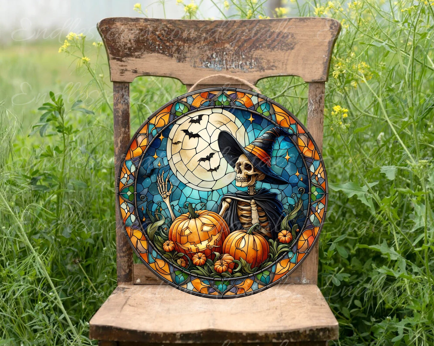HALLOWEEN STAINED GLASS FALL ROUND